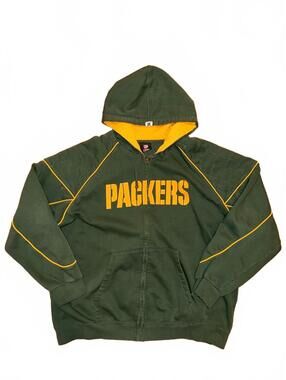 Green Bay Packers Zip Hoodie NFL Team Apparel Quilted Shoulders Size M